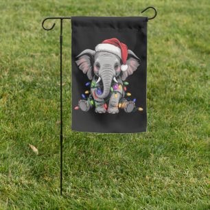 Elephant Christmas Lights Xmas Holiday Wild Animal Garden Flag