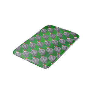 Elephant Christmas On Green Bath Mat