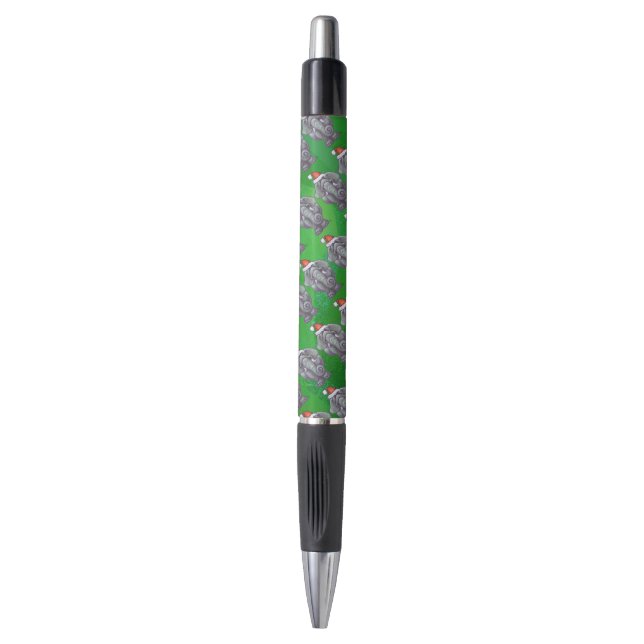 Elephant Christmas On Green Pen (Front Vertical)