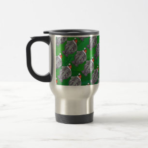 Elephant Christmas On Green Travel Mug
