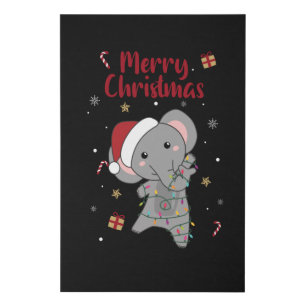 Elephant Christmas Snow Winter Animals Elephants Faux Canvas Print