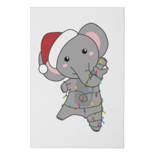 Elephant Christmas Snow Winter Animals Elephants Faux Canvas Print