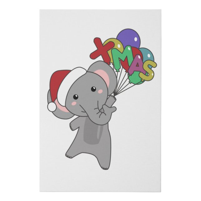 Elephant Christmas Snow Winter Animals Elephants Faux Canvas Print (Front)