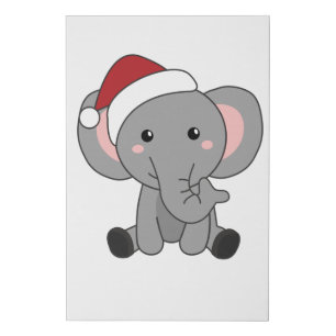 Elephant Christmas Snow Winter Animals Elephants Faux Canvas Print