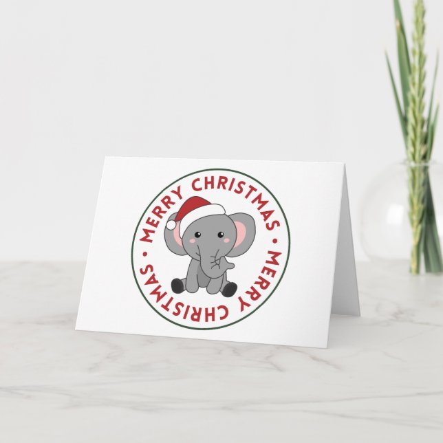 Elephant Christmas Snow Winter Animals Elephants H Holiday Card (Front)