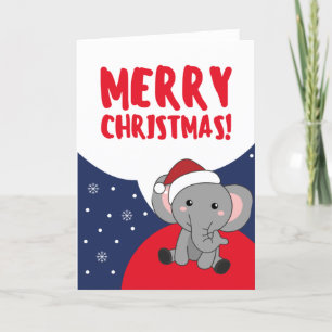 Elephant Christmas Snow Winter Animals Elephants Holiday Card