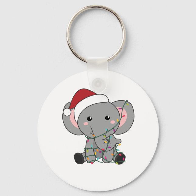 Elephant Christmas Snow Winter Animals Elephants Keychain (Front)