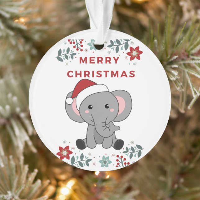 Elephant Christmas Snow Winter Animals Elephants Ornament (Tree)