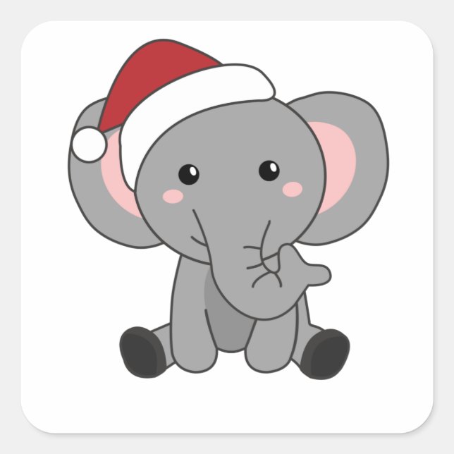 Elephant Christmas Snow Winter Animals Elephants Square Sticker (Front)
