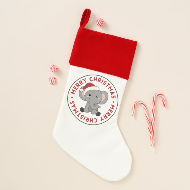 Elephant Christmas Snow Winter Animals Elephants Stocking (Front)