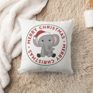 Elephant Christmas Snow Winter Animals Elephants T Throw Pillow