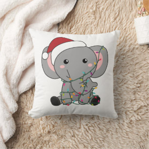 Elephant Christmas Snow Winter Animals Elephants Throw Pillow