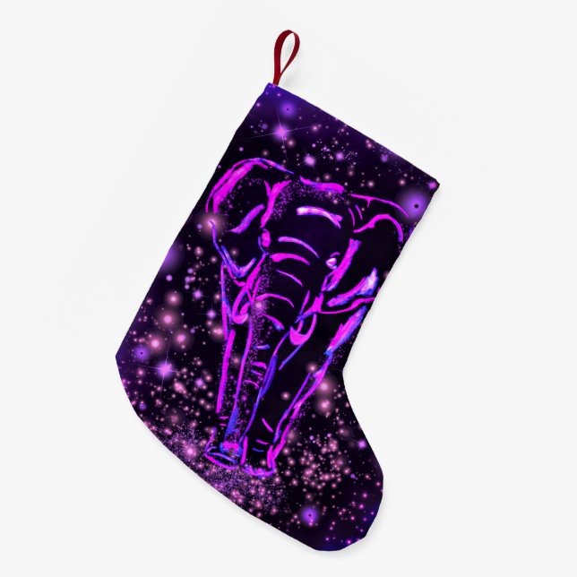 Elephant Christmas Stocking In Starry Night (Front (Hanging))