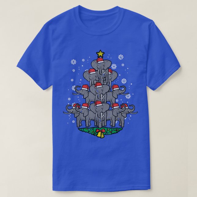 Elephant Christmas Tree Animal Xmas PJs Pajamas Wo T-Shirt (Design Front)