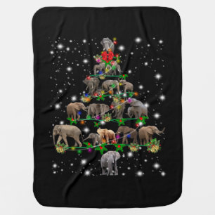 Elephant Christmas Tree Covered By Flashlight Baby Blanket