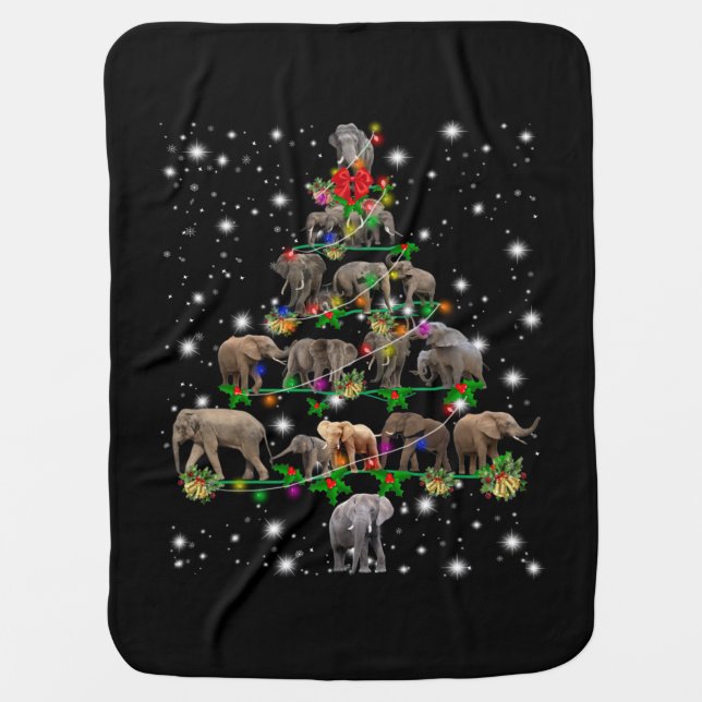 Elephant Christmas Tree Covered By Flashlight Baby Blanket (Front)