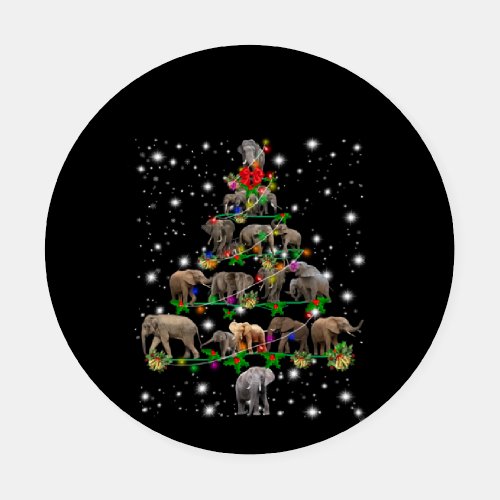 Elephant Christmas Tree Covered By Flashlight Coaster Set