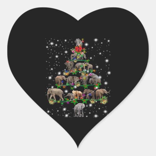 Elephant Christmas Tree Covered By Flashlight Heart Sticker