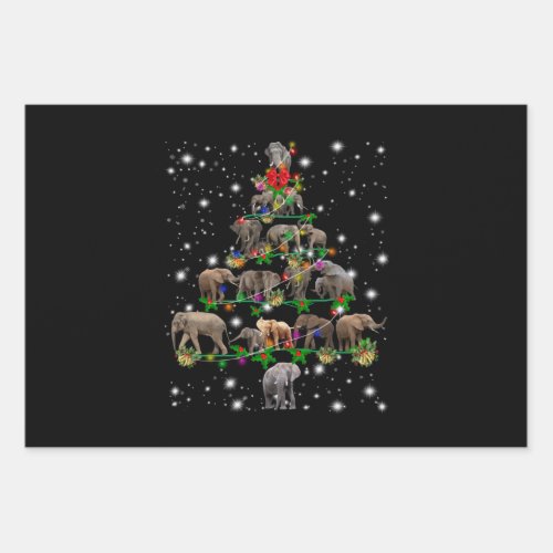 Elephant Christmas Tree Covered By Flashlight Wrapping Paper Sheets