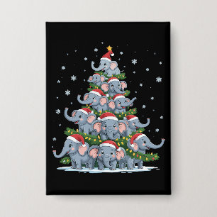 Elephant Christmas Tree Funny Cute Elephant Button