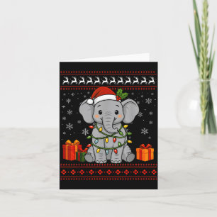 Elephant Christmas Ugly Sweater Elephant Graphic  Card