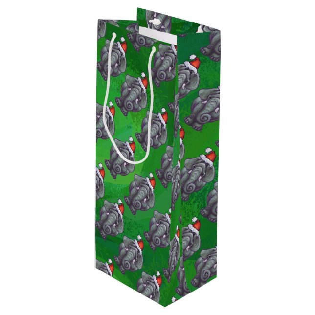 Elephant Christmas Wine Gift Bag (Front Angled)