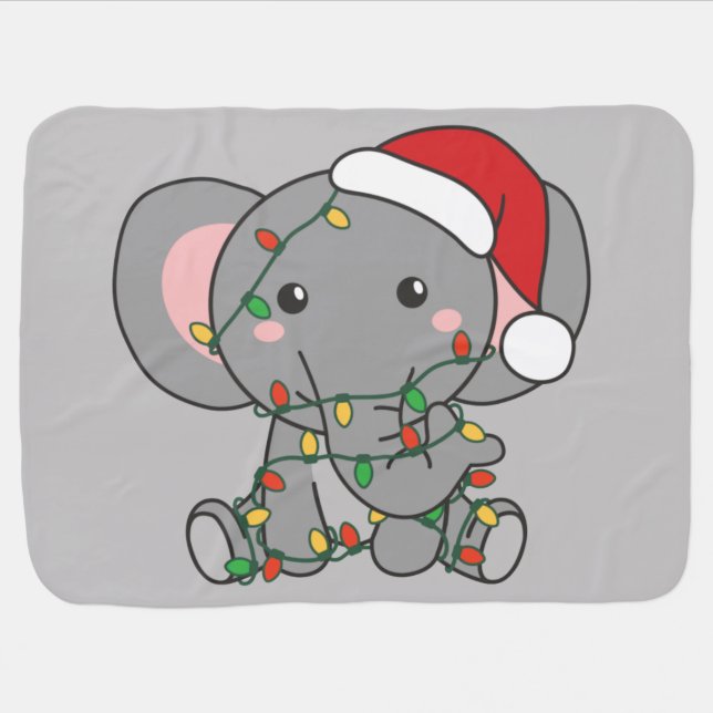Elephant Christmas Winter Animals Elephants Baby B Blanket (Horizontal)