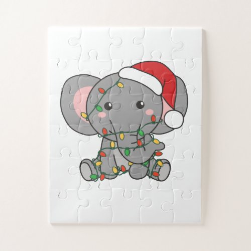 Elephant Christmas Winter Animals Elephants Jigsaw Puzzle