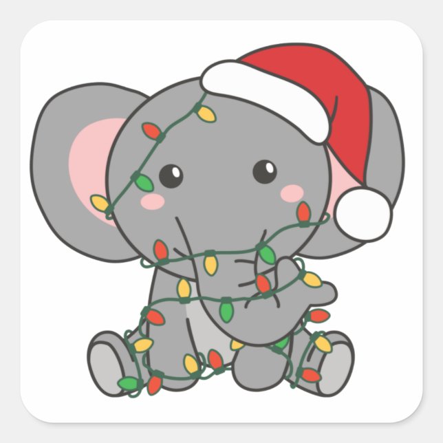 Elephant Christmas Winter Animals Elephants Square Sticker (Front)