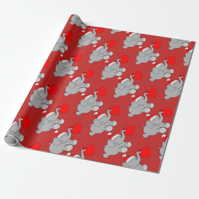 elephant christmas wrapping paper (Unrolled)