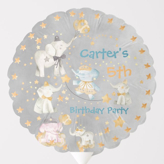 Elephant Circus Birthday Party Balloon (Front)