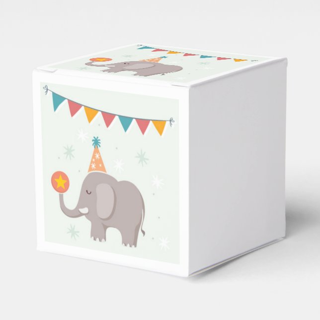 Elephant Circus Birthday Party Favor Boxes (Front Side)