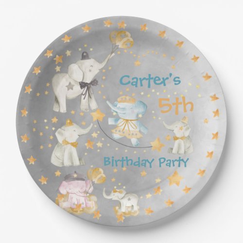 Elephant Circus Birthday Party Paper Plate