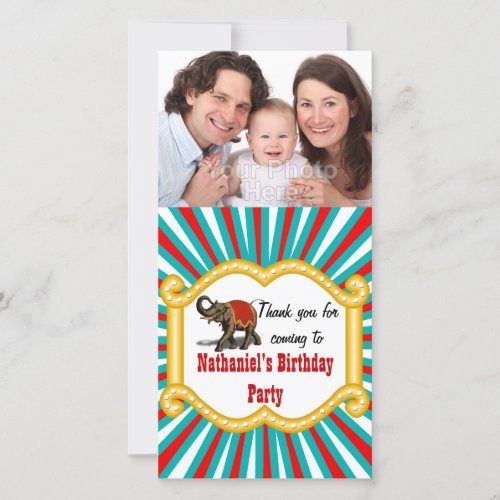 Elephant Circus Frame Kids Boys Birthday Party Thank You Card