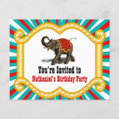 Elephant Circus Kids Birthday Party Invitation (Front)