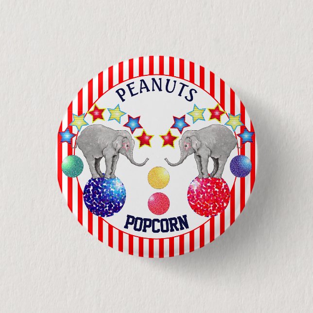 Elephant Circus Stars Carnival Button (Front)