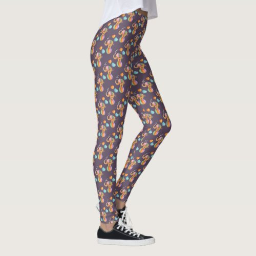 Elephant circus watercolor art leggings