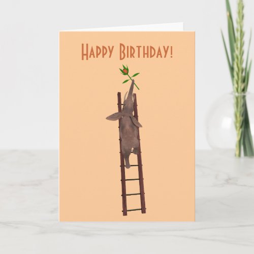 Elephant climbing a ladder card