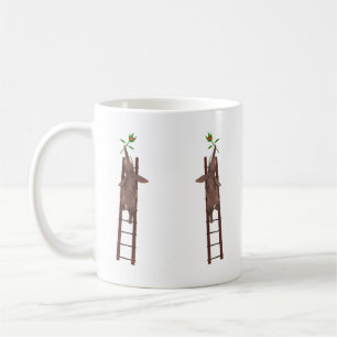 Elephant climbing a ladder coffee mug