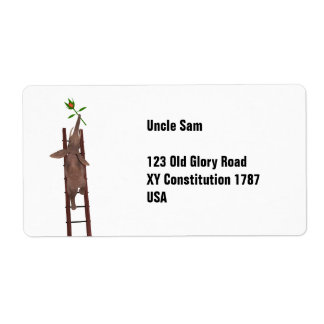 Elephant climbing a ladder label
