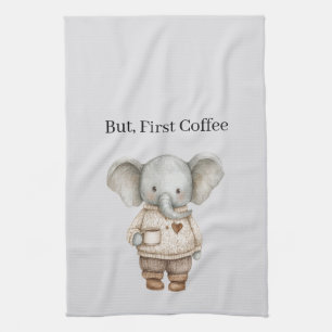 Elephant Coffee Cup Kitchen Towel