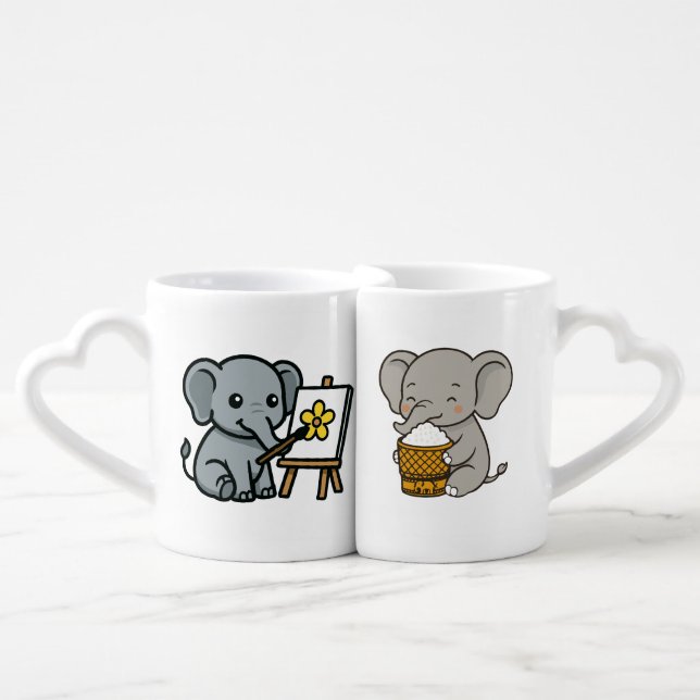 elephant  coffee mug set (Front Nesting)