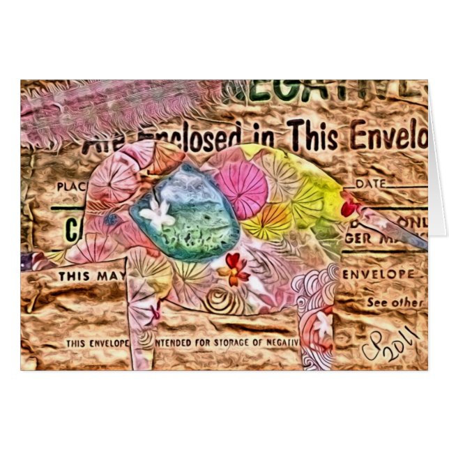 Elephant Collage Digital Art Cards (Front Horizontal)