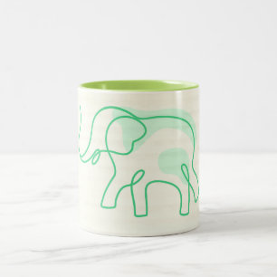 Elephant Collage Line Art Coffee Mug