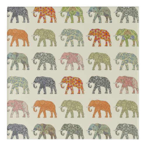 Elephant Colorful Animal Pattern Acrylic Print
