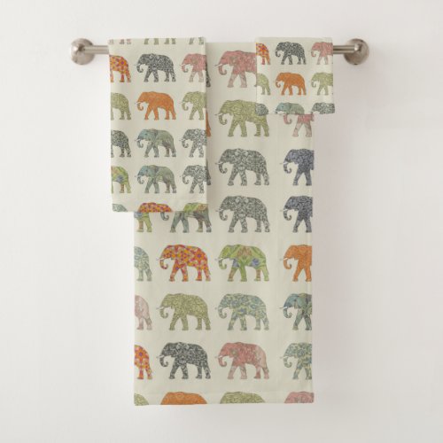 Elephant Colorful Animal Pattern Bath Towel Set