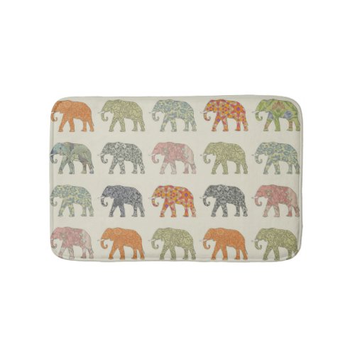 Elephant Colorful Animal Pattern Bathroom Mat