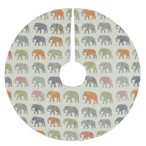 Elephant Colorful Animal Pattern Brushed Polyester Tree Skirt