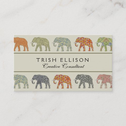 Elephant Colorful Animal Pattern Business Card