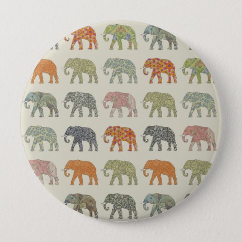 Elephant Colorful Animal Pattern Button